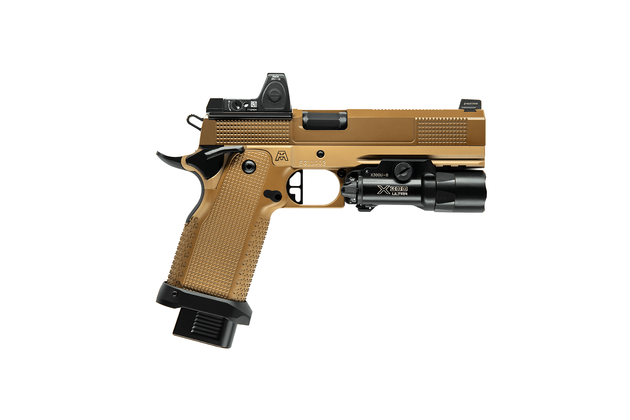 YELLOW PISTOL WITH MAG SIGHT 1 X 300 ULTRA72 DPI